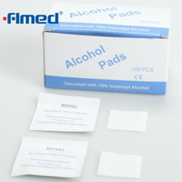 Almofadas de preparação para álcool estéril descartáveis ​​3cm x 3cm 