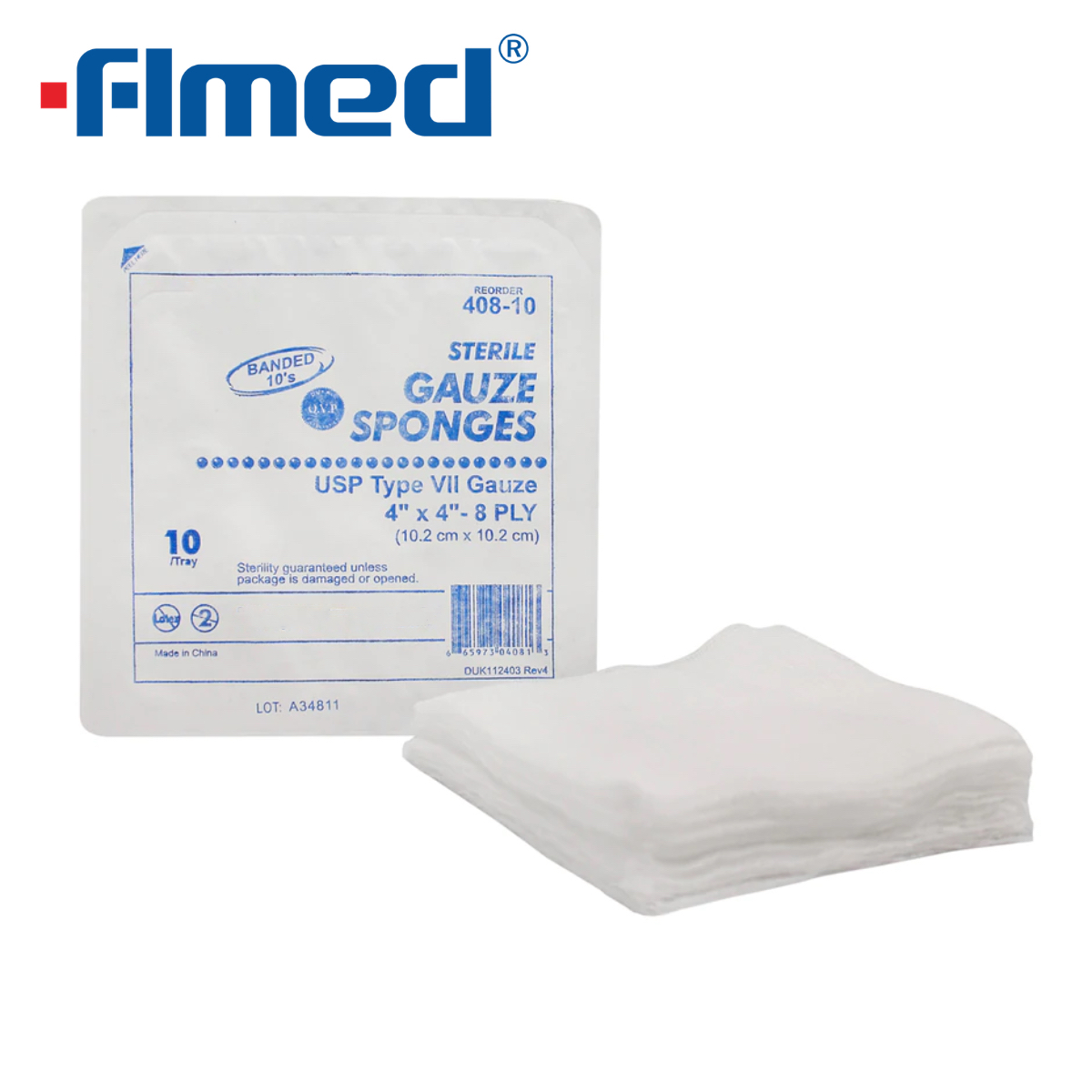 Swab de gaze de algodão absorvente médico (esterilizado / não estéril) 