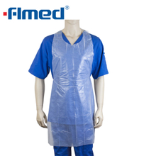 Avental de PE azul branco de plástico descartável médico